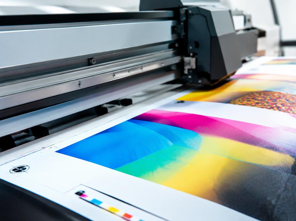 Wide-format printing in progress